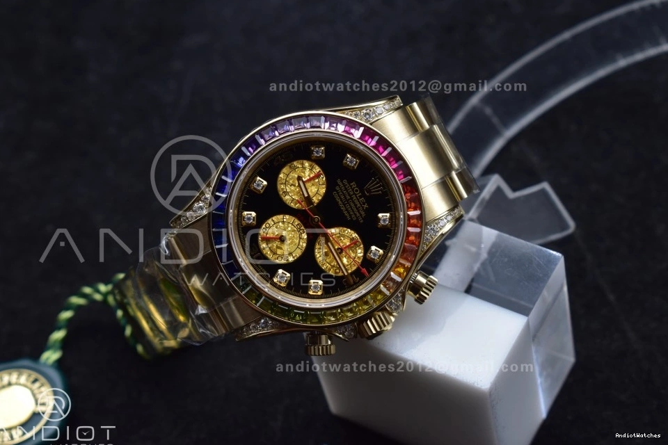 779 on SH Rainbow Black Bracelet ZF Timeless Edition 1:1 Daytona Dial Diamonds 116598RBOW YG Best 1228